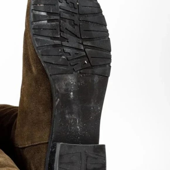 Stuart Weitzman 5050 Mane Fringe Olive Suede Leather OTK Boots - Picture 5 of 11